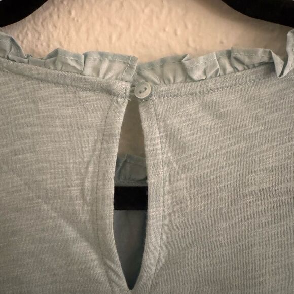 Ella Moss teal Cap Sleeve Bib Collar Blouse - Picture 3 of 6